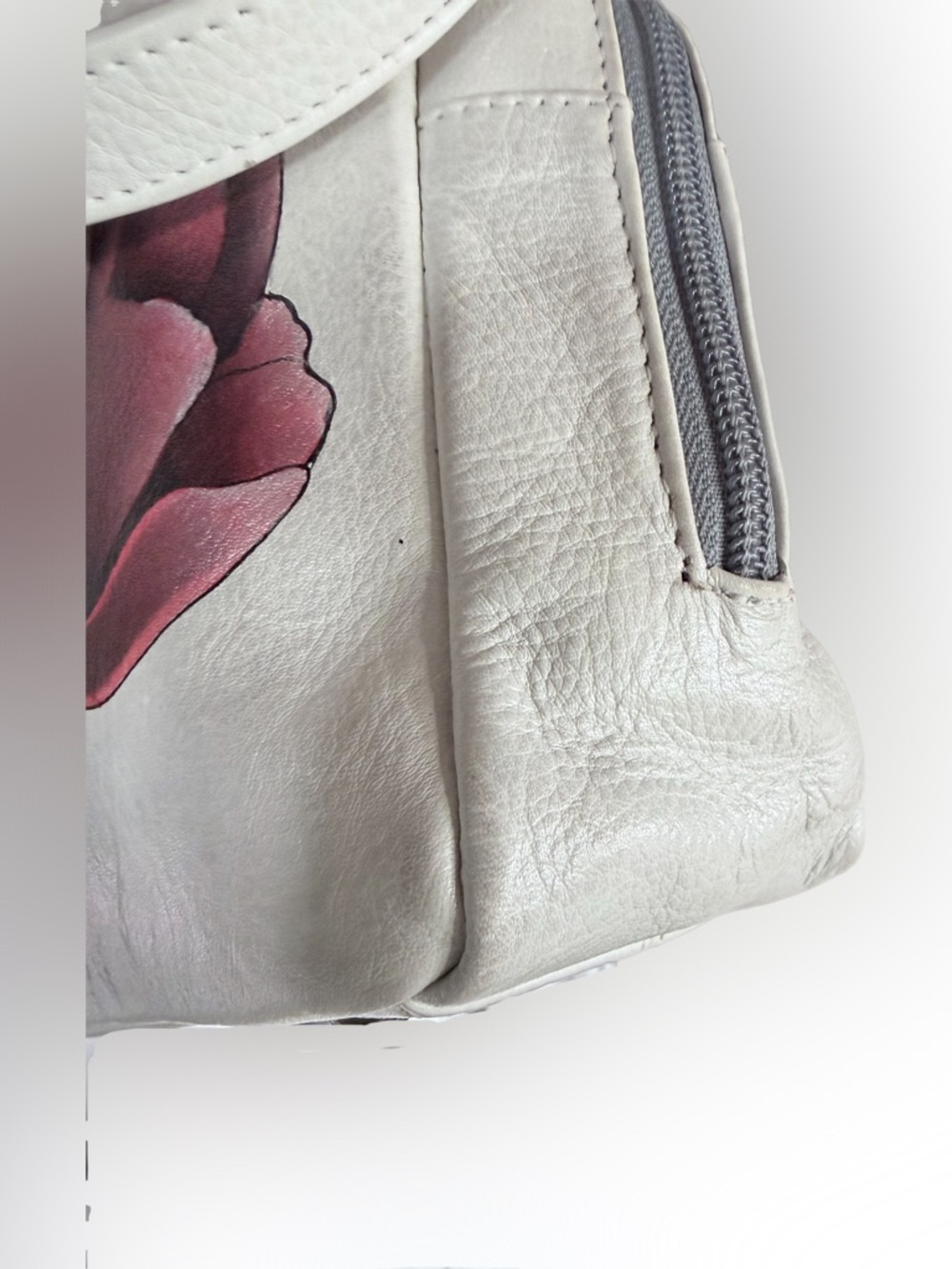 Anuschka White Floral Leather Shoulder Bag - Picture 6 of 11